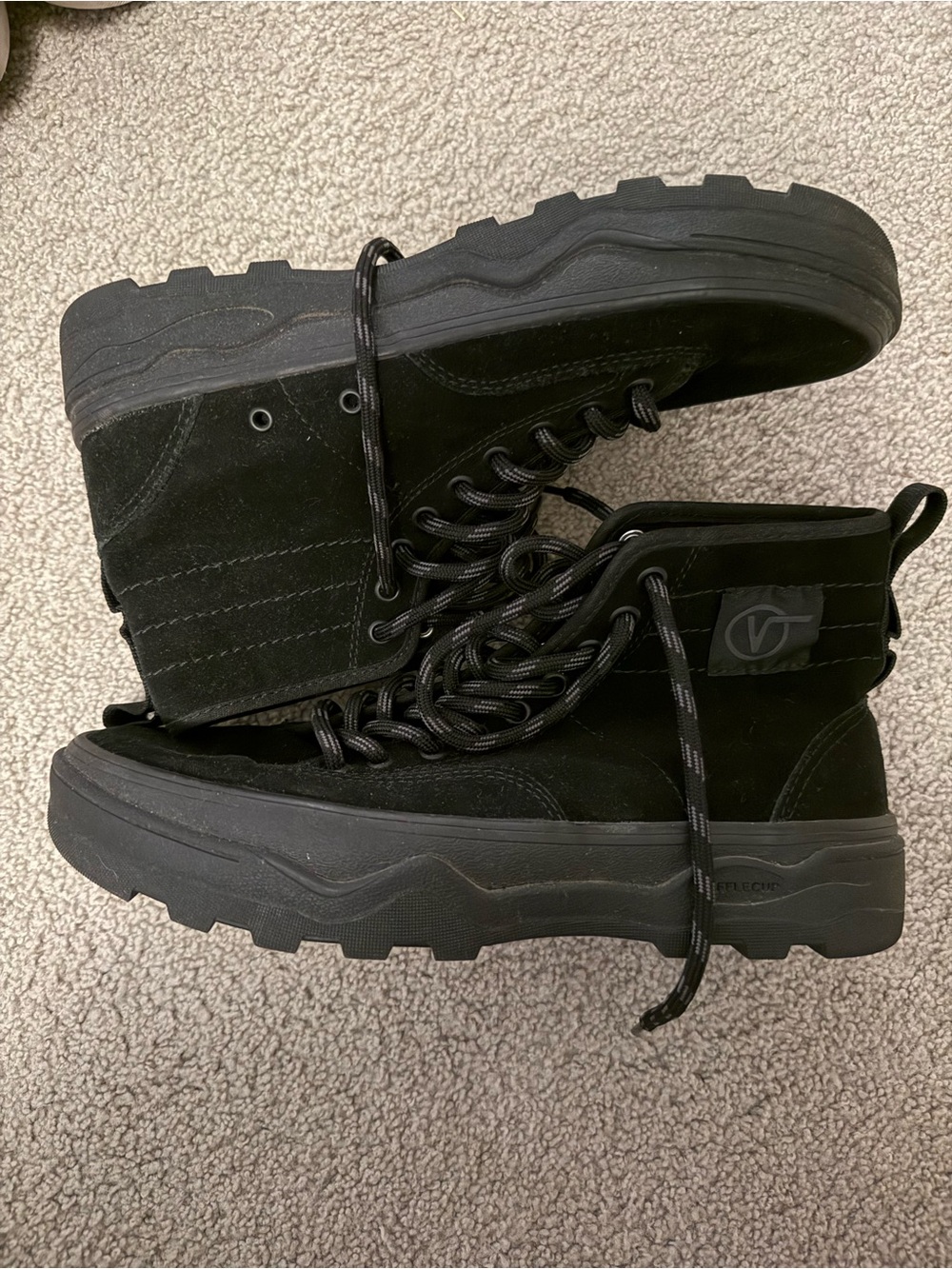 Chunky Black Suede Lace-Up shoes